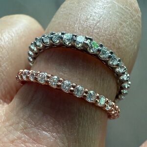 Size 9 Freida Rothman Silver and Rose Gold Prong Set CZ Stacking Rings